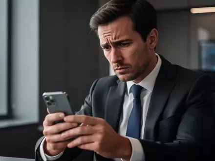Ein besorgter Investor schaut in einem modernen Büro auf sein Smartphone. - Foto: über boerse-global.de