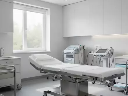 Ein klinischer Behandlungsraum in neutralem Design mit Fokus auf die Architektur und sterile Oberflächen. - Foto: über boerse-global.de