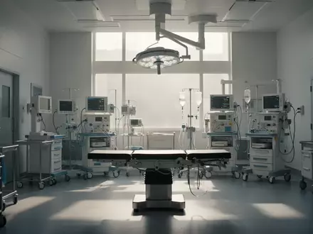 Ein steriler, ruhiger Operationssaal in einer Klinik mit natürlichem Lichteinfall und moderner medizinischer Ausstattung. - Foto: über boerse-global.de