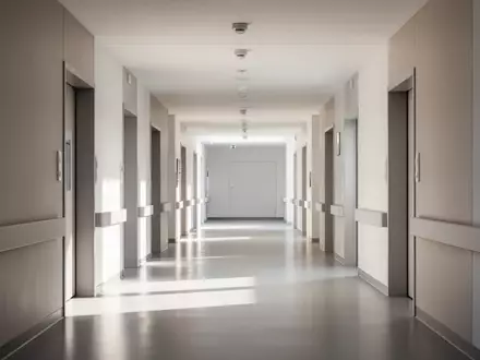 Ein heller, moderner Flur in einem medizinischen Versorgungszentrum mit neutralen Farben und natürlichem Lichteinfall. - Foto: über boerse-global.de