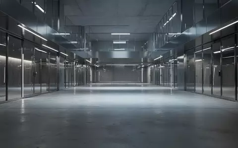 Ein minimalistischer, moderner Innenraum mit klaren architektonischen Linien und kühler Beleuchtung, der Sicherheit und Schutz symbolisiert. - Foto: über boerse-global.de
