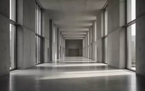 Ein leerer, minimalistischer Flur in einem modernen Verwaltungsgebäude mit einfallendem Tageslicht und langen Schatten. - Foto: über boerse-global.de