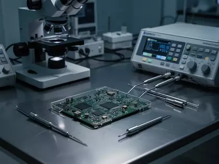 Ein steriler Laborarbeitsplatz mit hochpräzisen Messgeräten und elektronischen Bauteilen in einer technologischen Umgebung. - Foto: über boerse-global.de