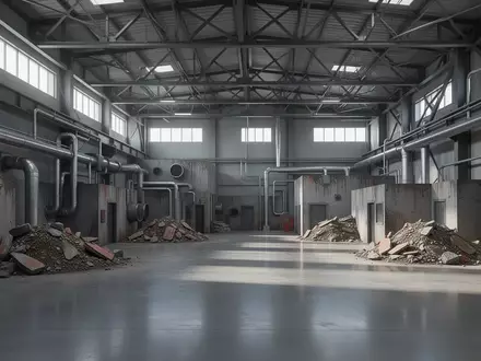 Eine weitläufige, moderne Industriehalle mit simulierten Einsatzumgebungen für Rettungsszenarien, bestehend aus Stahlrohren und Trümmerflächen. - Foto: über boerse-global.de