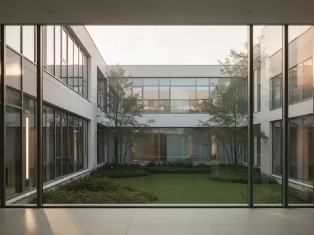 Ein moderner Klinikkomplex mit großen Fenstern und einem ruhigen Innenhof, der eine Atmosphäre der Heilung vermittelt. - Foto: über boerse-global.de