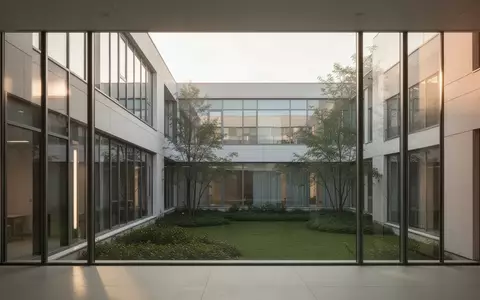 Ein moderner Klinikkomplex mit großen Fenstern und einem ruhigen Innenhof, der eine Atmosphäre der Heilung vermittelt. - Foto: über boerse-global.de