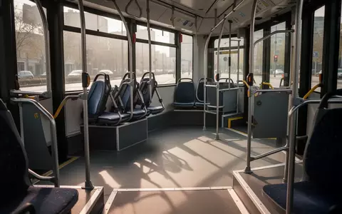 Innenraum eines leeren Linienbusses mit Fokus auf den barrierefreien Bereich und die Einstiegsrampe. - Foto: über boerse-global.de