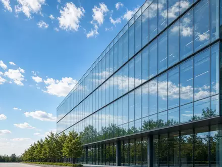 Moderne Büroarchitektur aus Glas vor blauem Himmel als Symbol für den globalen Technologiemarkt. - Foto: über boerse-global.de