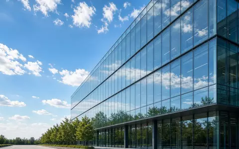 Moderne Büroarchitektur aus Glas vor blauem Himmel als Symbol für den globalen Technologiemarkt. - Foto: über boerse-global.de