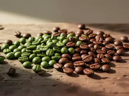 Kaffeebohnen auf einer hölzernen Oberfläche bei natürlichem Tageslicht - Foto: über boerse-global.de