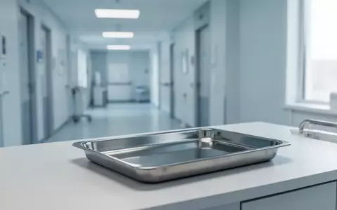 Ein minimalistischer, klinischer Untersuchungsraum mit einem leeren medizinischen Tablett in ruhiger, steriler Atmosphäre. - Foto: über boerse-global.de