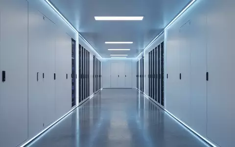 Ein moderner, minimalistischer Serverraum mit blauer Beleuchtung und poliertem Boden, der eine sichere digitale Infrastruktur symbolisiert. - Foto: über boerse-global.de