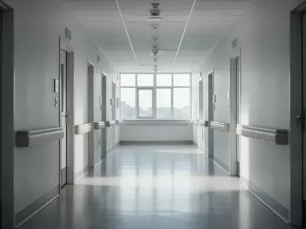 Ein leerer, heller Krankenhausflur mit minimalistischer Architektur und natürlichem Lichteinfall. - Foto: über boerse-global.de