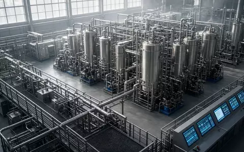 Industrielle Anlage zur Lithiumverarbeitung in einer modernen Fabrikhalle mit technischer Ausrüstung. - Foto: über boerse-global.de