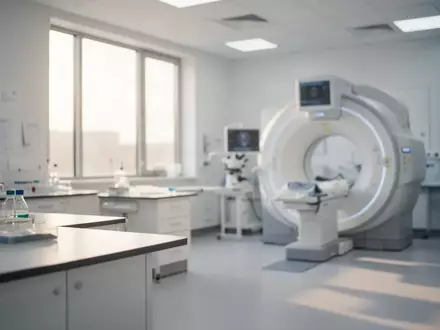 Ein modernes, helles medizinisches Forschungslabor mit hochmoderner Bildgebungstechnik im Hintergrund. - Foto: über boerse-global.de