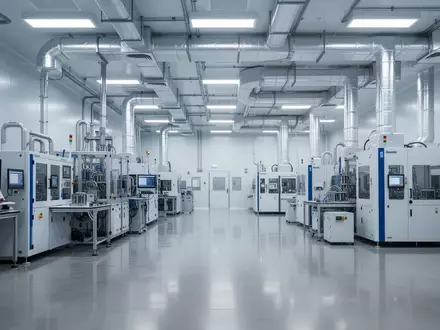 Ein steriler, moderner Laborraum mit hochmoderner Halbleiterfertigungsausrüstung und industrieller Belüftungstechnik. - Foto: über boerse-global.de