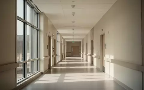 Ein leerer, modern gestalteter Krankenhausflur mit hellem Tageslicht und minimalistischer Architektur. - Foto: über boerse-global.de