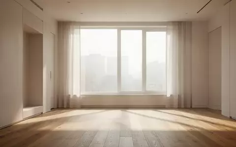 Ein helles, minimalistisch eingerichtetes Wohnzimmer mit einfallendem Tageslicht und weichen Schatten auf einem Holzboden. - Foto: über boerse-global.de