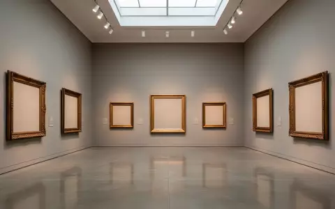 Ein minimalistisch gestalteter, menschenleerer Museumsraum mit hohen Wänden und leeren, antiken Bilderrahmen. - Foto: über boerse-global.de