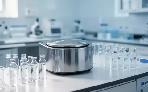 Ein klinisches Labor mit einer Zentrifuge und Glasfläschchen auf einem weißen Labortisch. - Foto: über boerse-global.de