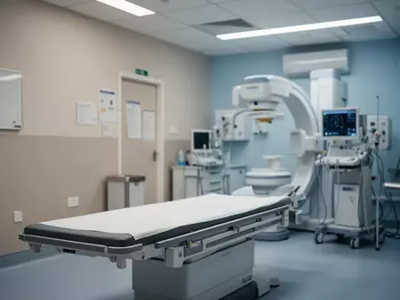 Ein moderner, steriler Untersuchungsraum in einer Klinik mit medizinischer Ausstattung in einer ruhigen, professionellen Umgebung. - Foto: über boerse-global.de