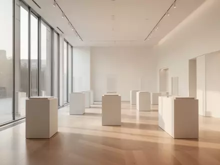 Ein minimalistischer, leerer Verkaufsraum mit hellen Holzböden und weißem Interieur, beleuchtet durch weiches Tageslicht. - Foto: über boerse-global.de