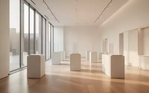 Ein minimalistischer, leerer Verkaufsraum mit hellen Holzböden und weißem Interieur, beleuchtet durch weiches Tageslicht. - Foto: über boerse-global.de