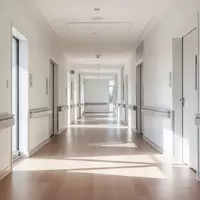 Ein heller, minimalistischer Flur in einem modernen Pflegegebäude mit natürlichem Lichteinfall und klaren architektonischen Linien. - Foto: über boerse-global.de
