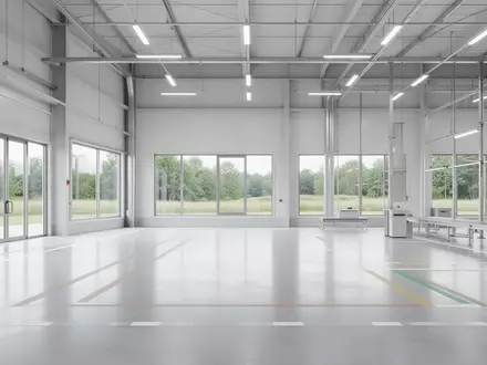 Ein helles, modernes und barrierefreies Industrie-Arbeitsumfeld mit viel Tageslicht und minimalistischer Raumgestaltung. - Foto: über boerse-global.de