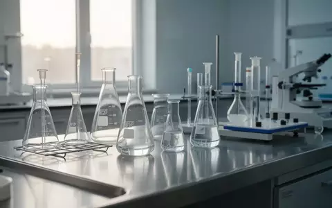 Ein steriler Laborarbeitsplatz mit Glasgefäßen und wissenschaftlichen Geräten in neutralem Licht. - Foto: über boerse-global.de