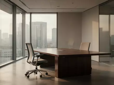 Ein minimalistischer, leerer Konferenzraum in einem modernen Bürogebäude mit natürlichem Lichteinfall. - Foto: über boerse-global.de