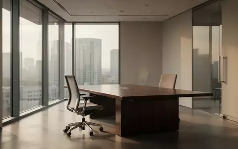 Ein minimalistischer, leerer Konferenzraum in einem modernen Bürogebäude mit natürlichem Lichteinfall. - Foto: über boerse-global.de
