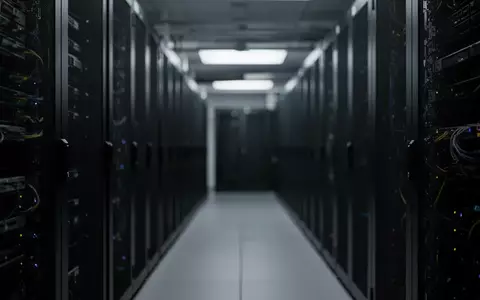 Dunkler Serverraum mit verschwommenen Rack-Schränken in kühler, technischer Atmosphäre. - Foto: über boerse-global.de