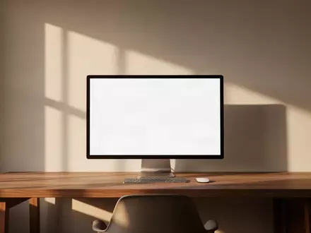 Ein minimalistisch eingerichteter Arbeitsplatz mit einem leeren Schreibtisch und einem ausgeschalteten Monitor. - Foto: über boerse-global.de