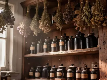 Traditionelle Kräuter und Apothekergefäße in einem ruhigen Raum zur Herstellung chinesischer Heilpasten. - Foto: über boerse-global.de
