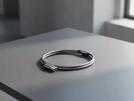 Ein sauberer, moderner Arbeitsplatz mit einem ordentlich aufgerollten USB-C-Kabel in weichem, natürlichem Licht. - Foto: über boerse-global.de