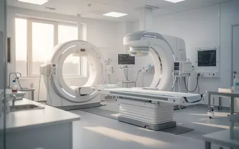 Ein heller, steriler Raum in einer medizinischen Radiologie-Abteilung mit moderner Technik im Hintergrund. - Foto: über boerse-global.de