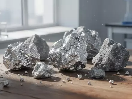 Nahaufnahme von Lithium-Erzproben auf einer hölzernen Oberfläche in einem Labor. - Foto: über boerse-global.de