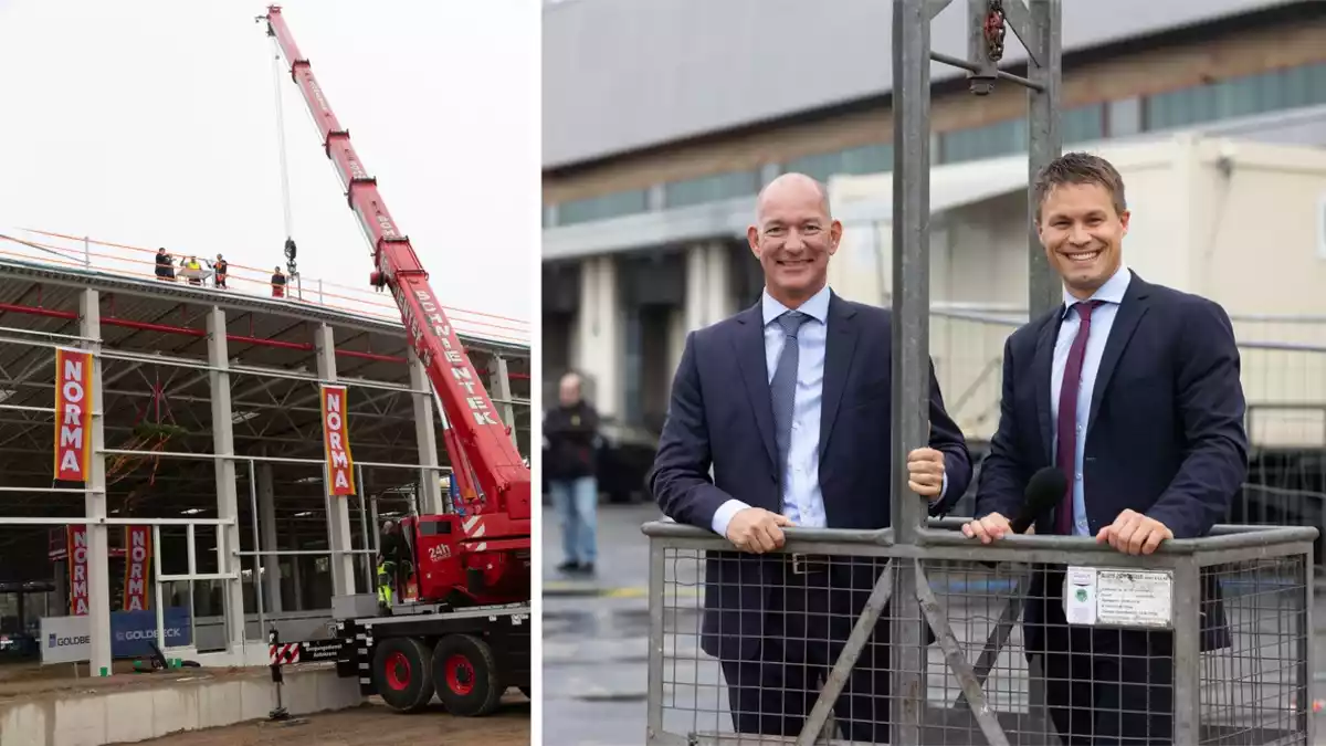Richtfest am Erweiterungsbau bei NORMA in Kerpen: Logistikzentrum wächst um knapp 10.000 Quadratmeter / Wichtiger Meilenstein für die Expansion in Westdeutschland - Bild: presseportal.de