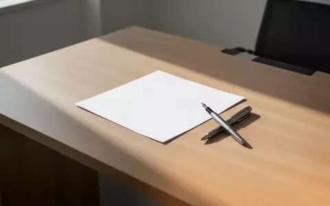 Ein leeres Blatt Papier und ein Füllfederhalter auf einem minimalistischen Schreibtisch in hellem Tageslicht. - Foto: über boerse-global.de