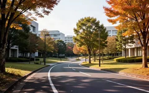 Eine leere, asphaltierte Straße auf einem japanischen Universitätsgelände bei Tageslicht. - Foto: über boerse-global.de