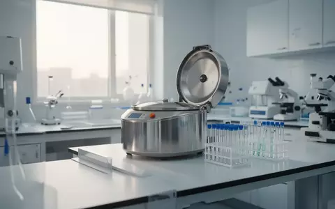Ein steriles, helles klinisches Labor mit hochwertigen Geräten und leeren Glasreagenzgläsern auf einem Labortisch. - Foto: über boerse-global.de