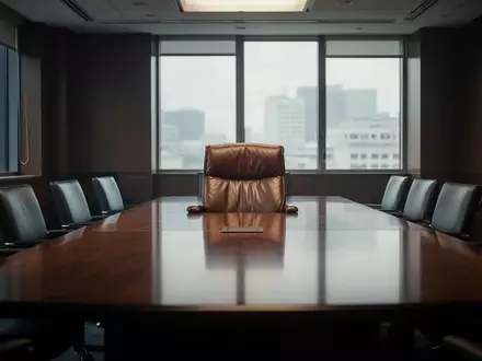 Ein leerer Konferenzraum in einem Büro mit einem einzelnen Stuhl am Kopfende eines langen Tisches. - Foto: über boerse-global.de
