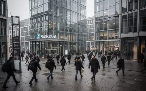 Passanten vor einem modernen Bankgebäude in einer Finanzmetropole bei bewölktem Himmel. - Foto: über boerse-global.de