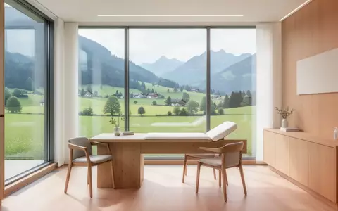Ein heller, minimalistischer Beratungsraum mit Blick auf eine grüne Landschaft, der eine ruhige und professionelle Atmosphäre vermittelt. - Foto: über boerse-global.de