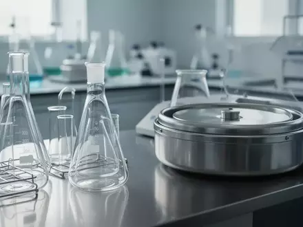 Ein steriler Laborbereich mit gläsernen Analysegeräten und Edelstahloberflächen in einer mikrobiologischen Einrichtung. - Foto: über boerse-global.de
