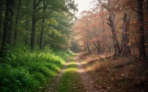Ein von der Sonne durchfluteter Waldweg, der den Übergang von saftigem Grün zu herbstlichen Farben zeigt und den Lauf der Zeit symbolisiert. - Foto: über boerse-global.de