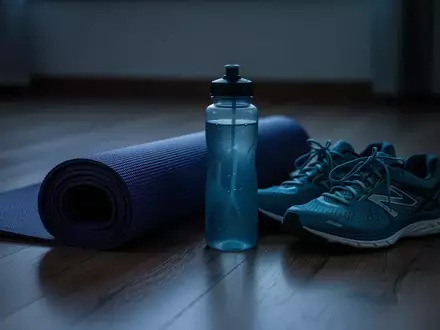 Symbolbild: Yogamatte, Trinkflasche und Laufschuhe - Foto: über boerse-global.de