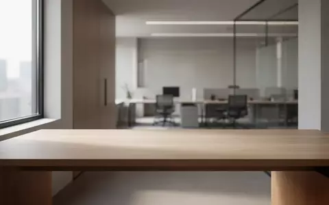Ein minimalistischer, moderner Arbeitsplatz mit einem leeren Schreibtisch in hellem, natürlichem Licht. - Foto: über boerse-global.de