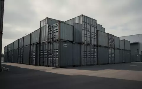 Leere Schiffscontainer in einem Industriehafen bei bewölktem Himmel. - Foto: über boerse-global.de